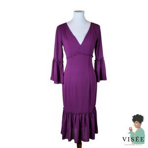 Likely Laurelwood V-neck Bell Sleeve Midi Dress